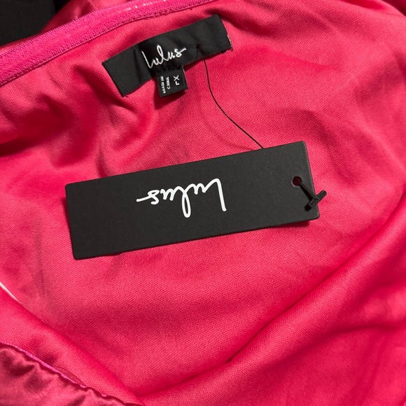 Lulus Luxurious Vision Satin Off The Shoulder Mini Dress Pink Long Sleeve Sz XL - Picture 3 of 7